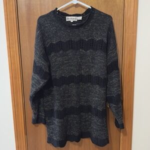 Bechamel Pullover Sweater Sz L‎ Knit  Black Gold Sparkle Boho Breathable